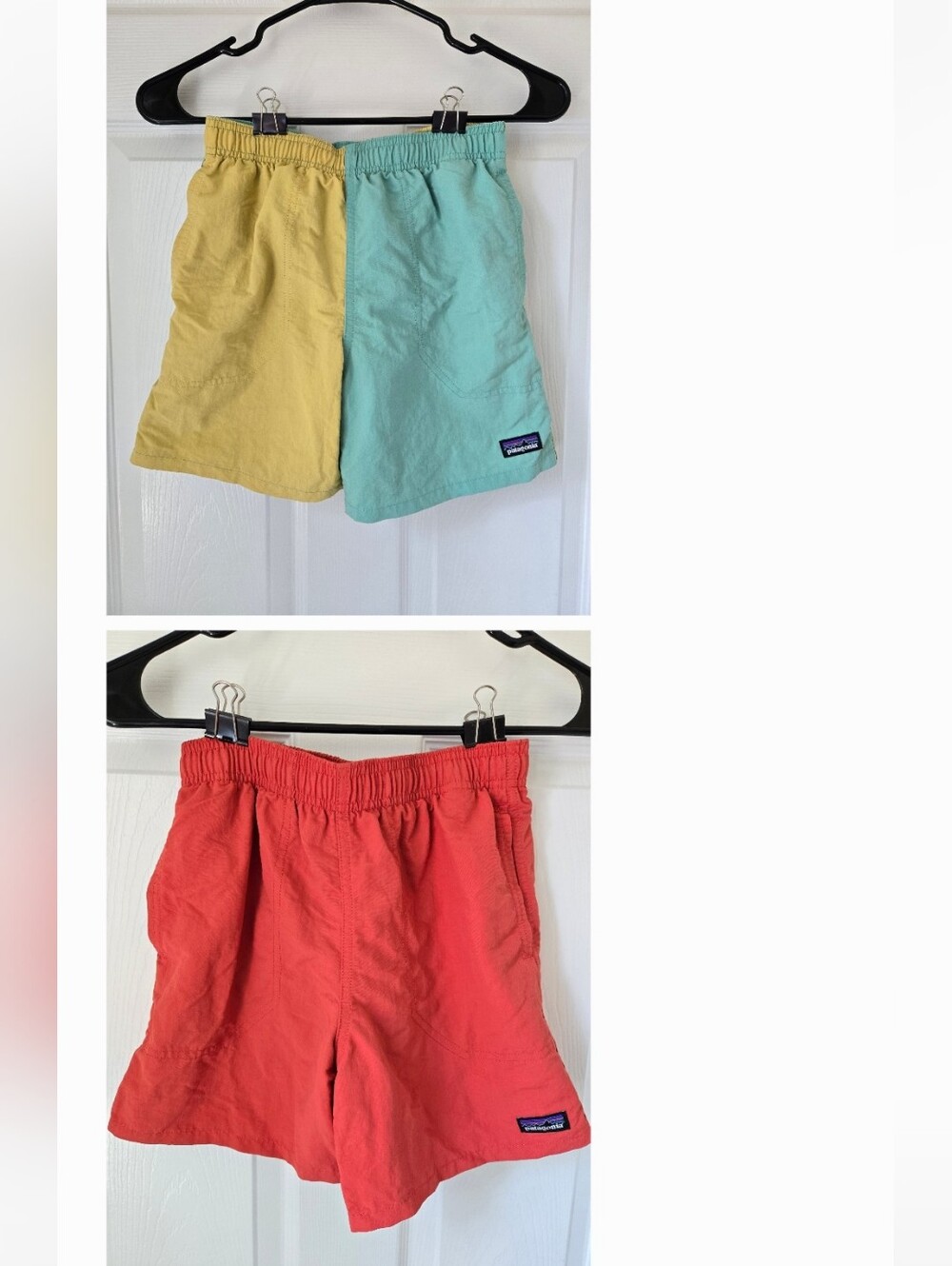Patagonia Kids Boys Colorblock Elastic Shorts Swim Yellow, Mint, Coral Red Large